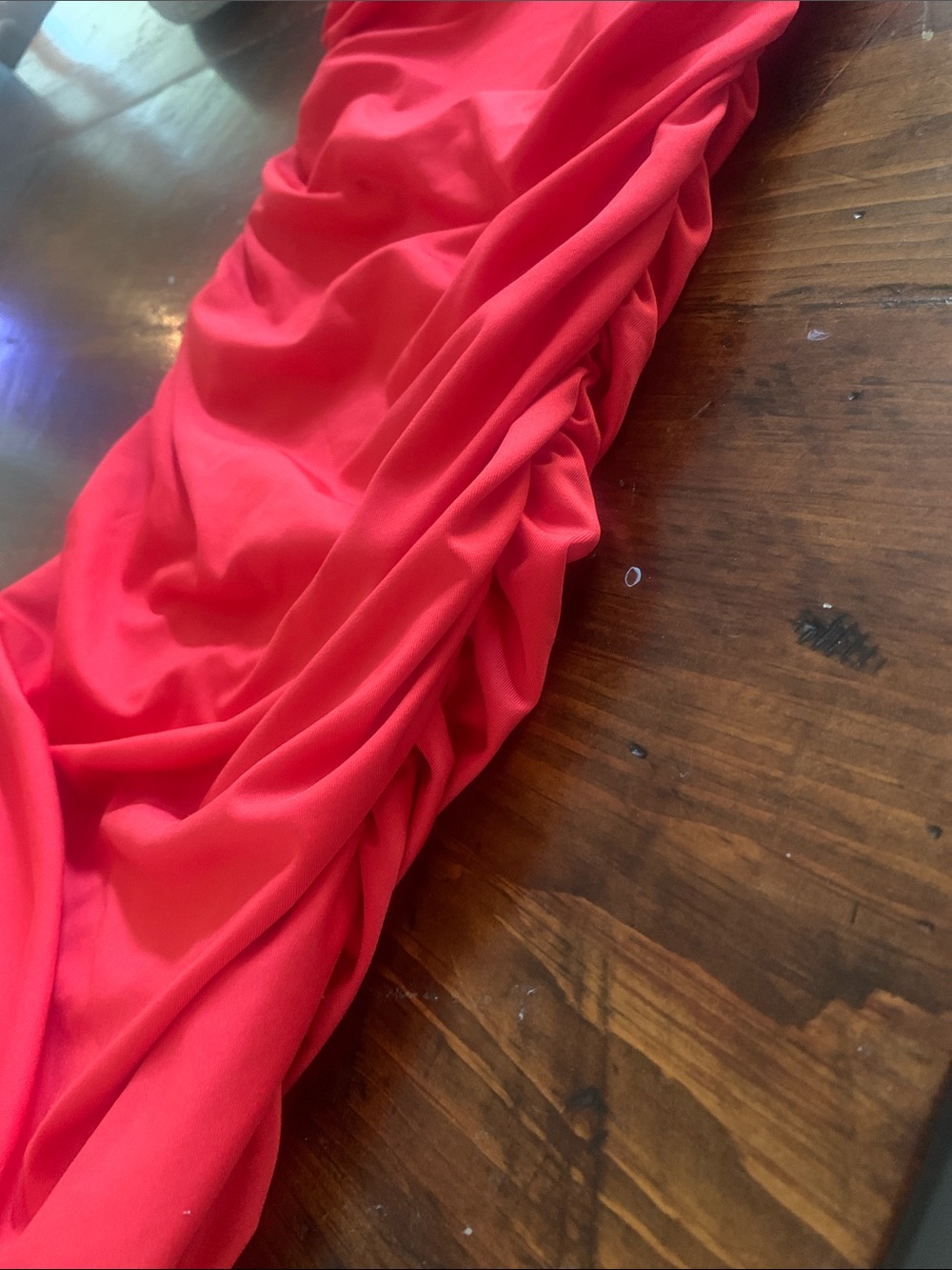 Strapless Red Ruched Bodycon Dress - Picture 2 of 5